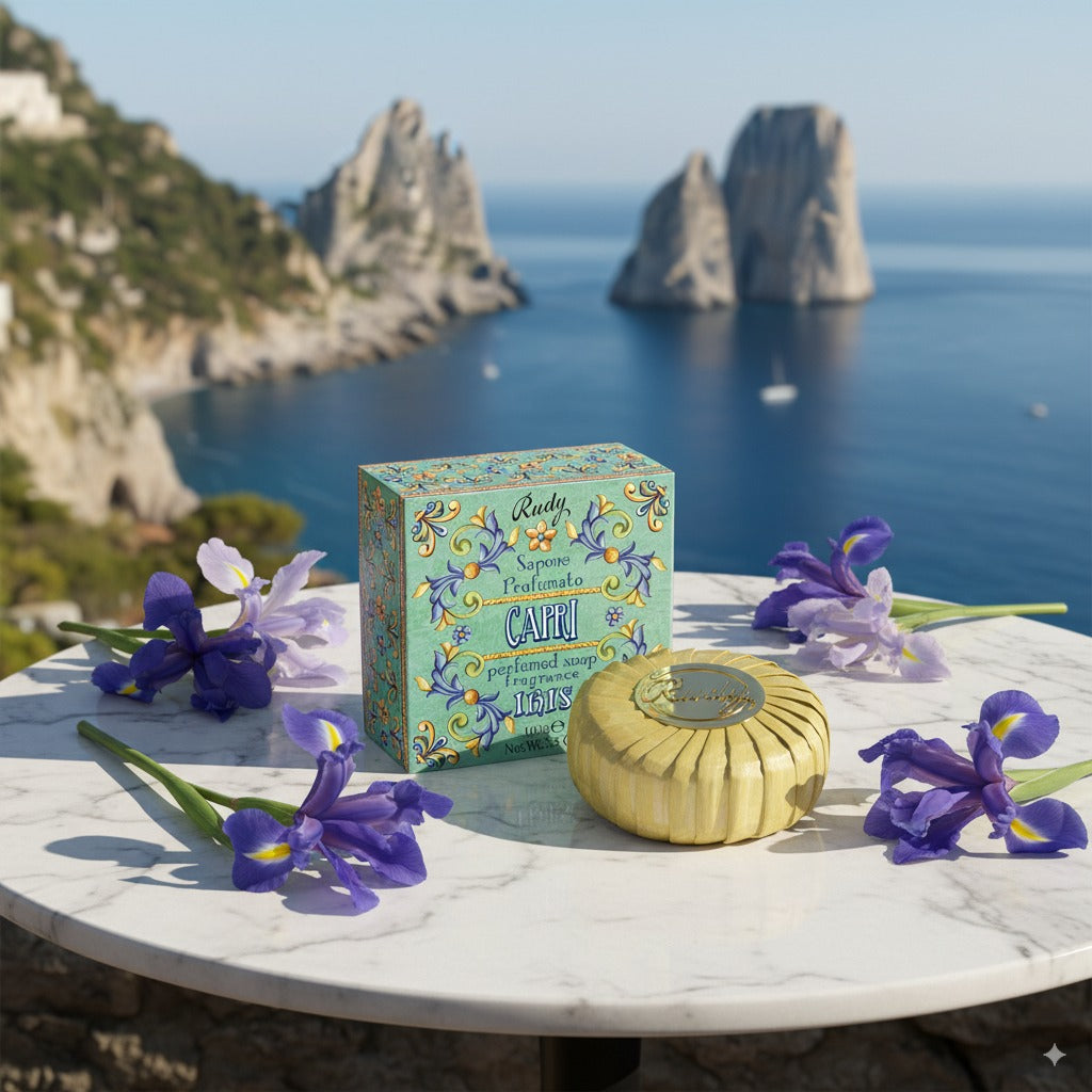 <b>100g de pastilla de jabón</b></br>Le Maioliche di Rudy</br><i>Línea Riviera</i>