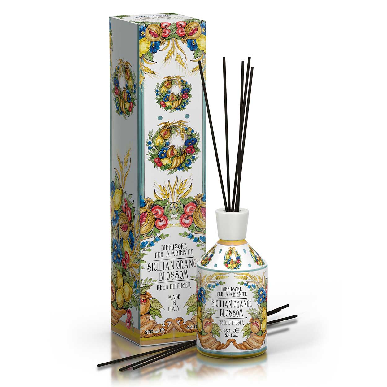 <b>Difusor ambiente com varetas de 250 mL</b></br><i>Linha Flores de laranjeira da Sicília</i>