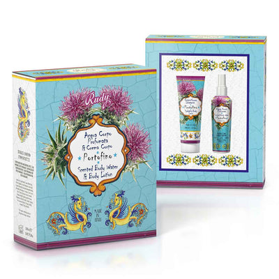 <b>Caja de Regalo con Agua Perfumada 150 mL + Crema Corporal Hidratante 200 mL</b></br>Le Maioliche di Rudy</br><i>Línea Portofino</i>