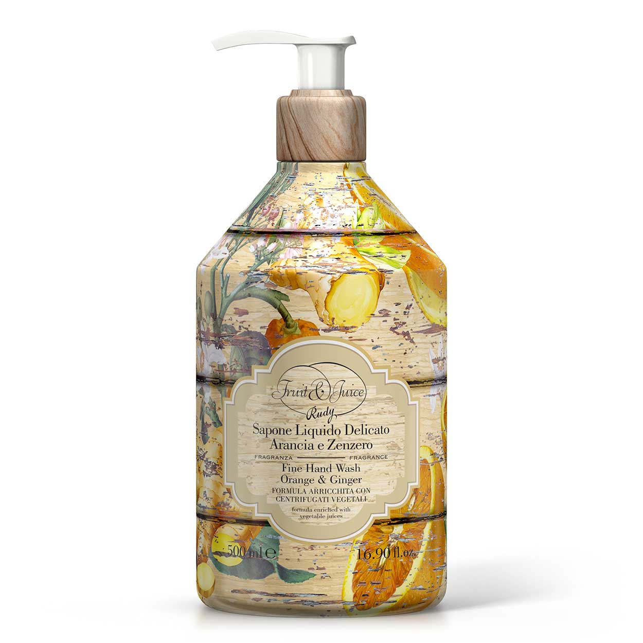 <b>Sapone liquido 500 mL</b></br>Arancia e Zenzero</br><i>Fruit&Juice</i>
