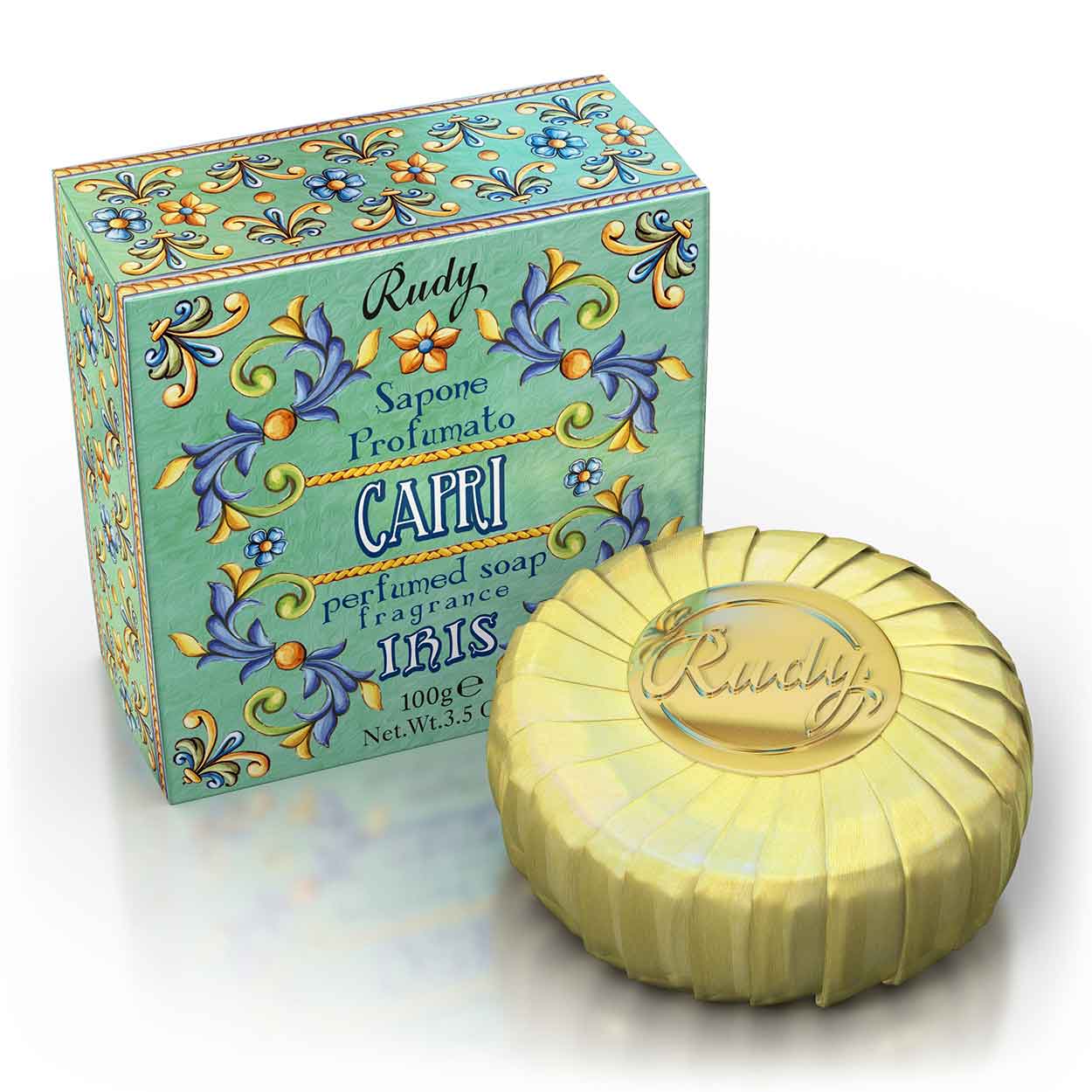 <b>100g de pastilla de jabón</b></br>Le Maioliche di Rudy</br><i>Línea Capri</i>