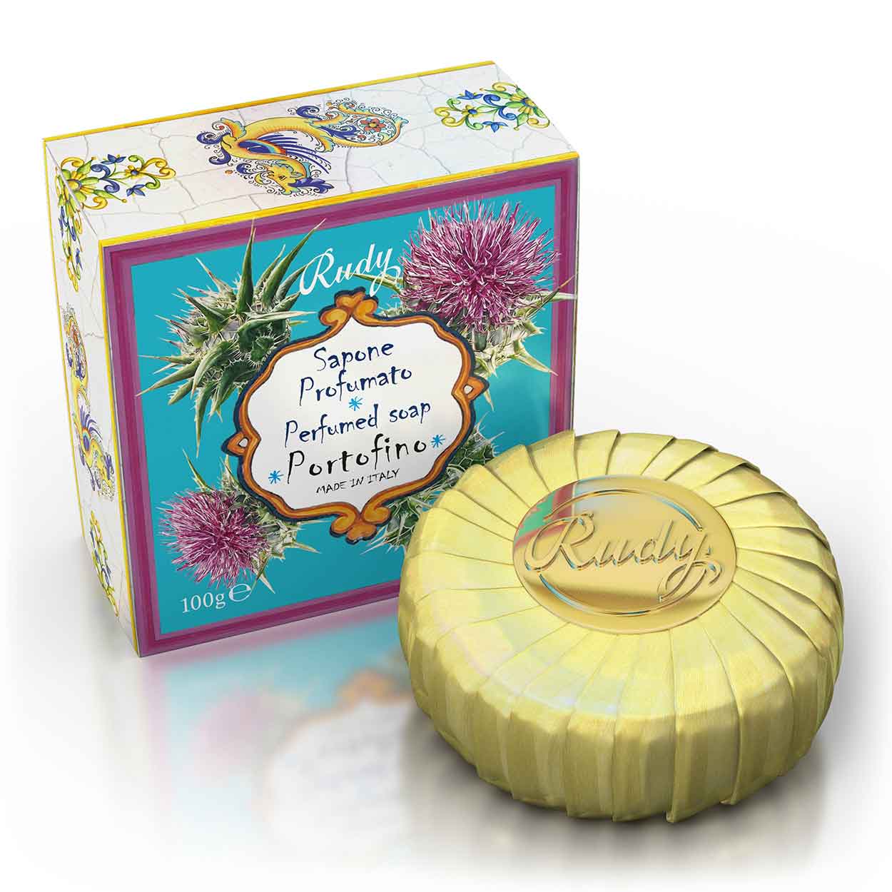 <b>100g de pastilla de jabón</b></br>Maioliche Art Edition</br><i>Línea Portofino</i>