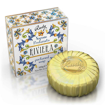 <b>100g de pastilla de jabón</b></br>Le Maioliche di Rudy</br><i>Línea Riviera</i>