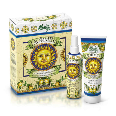 <b>Gift Box with Scented Body Water 150 mL + Moisturizing Body Cream 200 mL</b></br>Le Maioliche di Rudy</br><i>Taormina range</i>